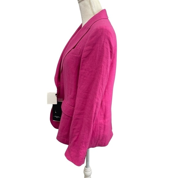 WEEKEND MAX MARA Nalut Linen Canvas Single Breast Blazer Size 8 Fuchsia $575 NWT - Picture 5 of 16